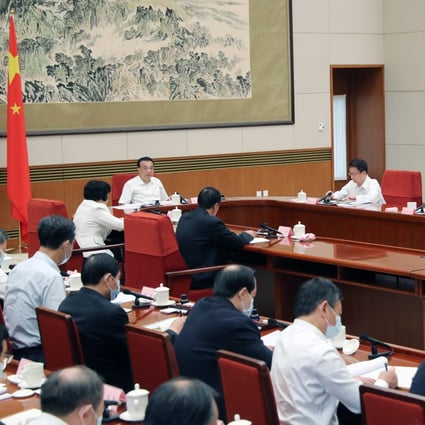 Premier Li Keqiang, vice-premiers Han Zheng, Hu Chunhua and Sun Chunlan, as well as State Councillor Wang Yong, who is in charge of the country’s state-owned enterprises, attend the meeting on Monday in Beijing. Photo: Xinhua