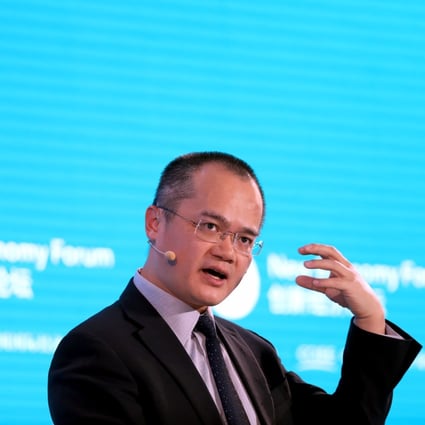 Wang Xing, chairman and CEO of Meituan Dianping, gestures as he speaks during a panel discussion at the Bloomberg New Economy Forum in Beijing on November 22, 2019. Wang said this week that Xi’s goal of “common prosperity” is in Meituan’s genes because the company name means “better together”. Photo: Bloomberg
