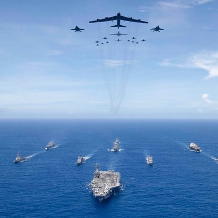 US aircraft accompany USS Ronald Reagan during carrier strike group operations – which China’s air force is not yet capable of, an expert said. Photo: US Navy