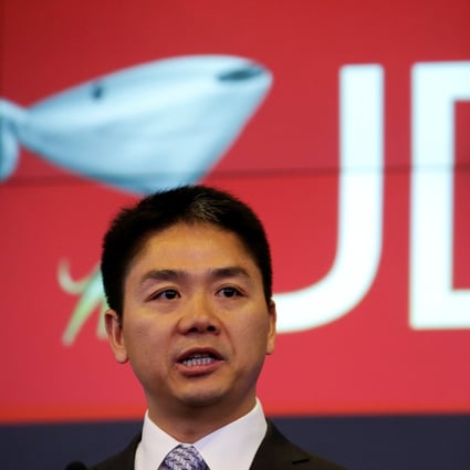 Richard Liu, CEO and founder of Chinese e-commerce giant JD.com, speaks before ringing the opening bell at the Nasdaq Market Site building in New York on May 22, 2014. JD announced on Monday that Liu is stepping down as president of his company, but retaining his CEO and chairman positions. Photo: Reuters