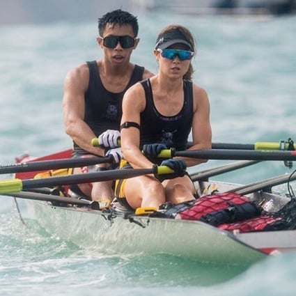 Claire Burley set the world record for lightweight women, aged 19-29 on the Concept 2 rowing machine for 10km. Photo: Panda Man Chan