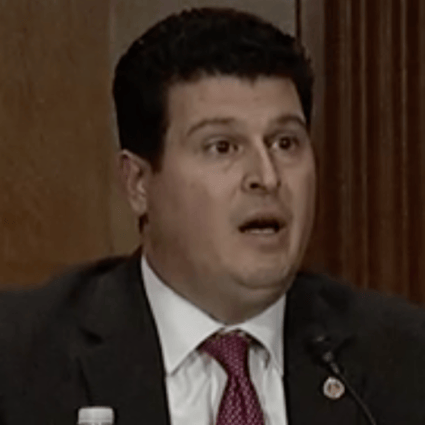 Jeremy Pelter of the Commerce Department’s Bureau of Industry and Security testifying on Wednesday before the US-China Economic and Security Review Commission (USCC). Photo: USCC