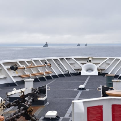 US Coast Guard says a group of Chinese warships, including its most advanced Type 055 destroyer, were spotted sailing in the waters off Alaska late last month. Photo: US Coast Guard