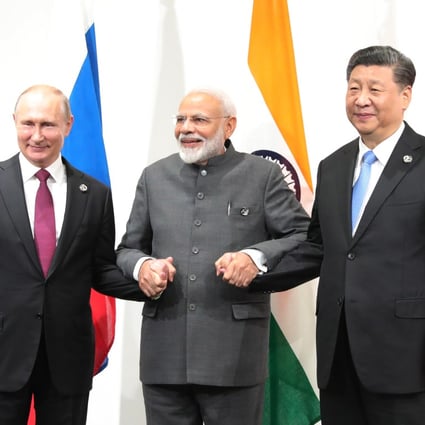 Russian President Vladimir Putin, Indian Prime Minister Narendra Modi and Chinese President Xi Jinping. Photo: EPA