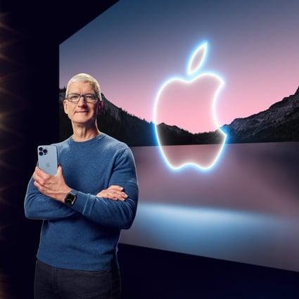Apple chief executive Tim Cook led the online launch of the company’s new iPhone 13 line on September 14, 2021. Photo: Agence France-Presse
