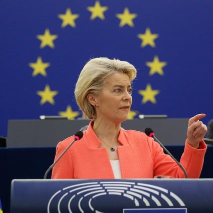 Ursula von der Leyen, president of the European Commission, delivers the 2021 state-of-the-union address in Strasbourg, France, on Wednesday. Photo: Bloomberg