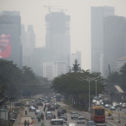 Smog in Jakarta’s city centre in 2018. Photo: AFP