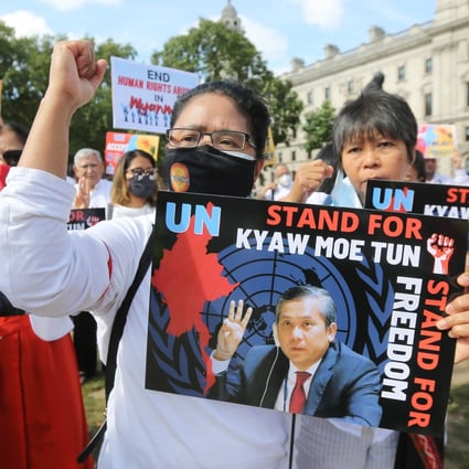 Protesters in London rally against Myanmar’s military. Photo: ZUMA Press Wire/dpa