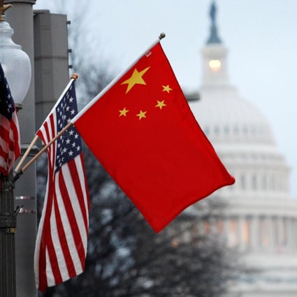 The flags of China and the USA fly on a lamp post near the US Capitol in Washington during then-Chinese President Hu Jintao’s state visit on January 18, 2011. Photo: Reuters
