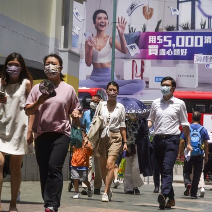 People on the streets of popular shopping district Tsim Sha Tsui, on August 2. Photo: Sam Tsang