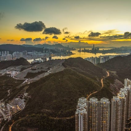 Hong Kong's skyline with residential buildings is seen at sunset in Tseung Kwan O in August 2020. Photo: Sun Yeung