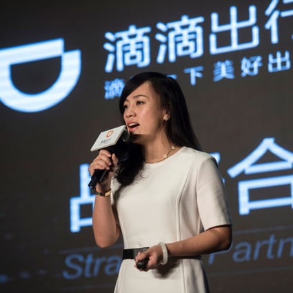 Didi Chuxing co-founder and president Jean Liu attending a press event in Beijing on January 26, 2016. Following a report that Liu had confided to associates that she plans to leave amid the ride-hailing firms troubles in China, Didi threatened legal action over the spreading of rumours. Photo: AFP