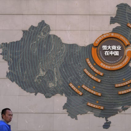 A map showing China Evergrande Group’s development projects in Beijing on Tuesday, September 21, 2021. Photo: AP