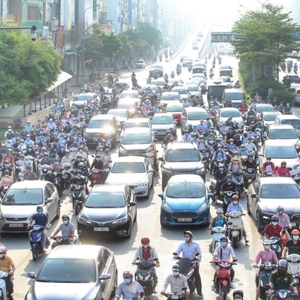 Heavy traffic in Hanoi on Wednesday following the easing of Covid-19 restrictions in the Vietnamese capital. Photo: Xinhua