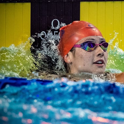 Hong Kong's Siobhan Haughey looks to the scoreboard after a race in match nine of the 2021 International Swimming League in Naples, Italy. Photo: ISL/Giorgio Scala/Deep Blue Media