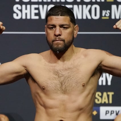 Nick Diaz poses during a ceremonial weigh-in for UFC 266, Photo: AP