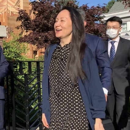Huawei CFO Meng Wanzhou leaves her home in Vancouver on Friday morning. Photo: Ian Young