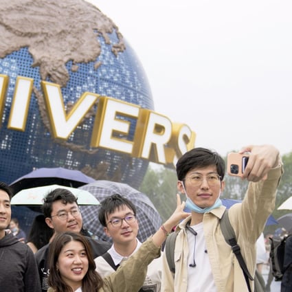 Visitors outside Universal Studios n Beijing. Photo: Kyodo