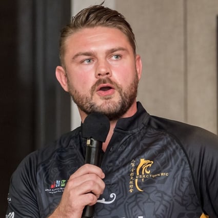 Former Dragons captain and Wales international Lewis Evans, Tigers director of rugby and head coach of the men's Premiership team, at the 2021-22 season launch in Hong Kong Football Club. Photo: Ike Images