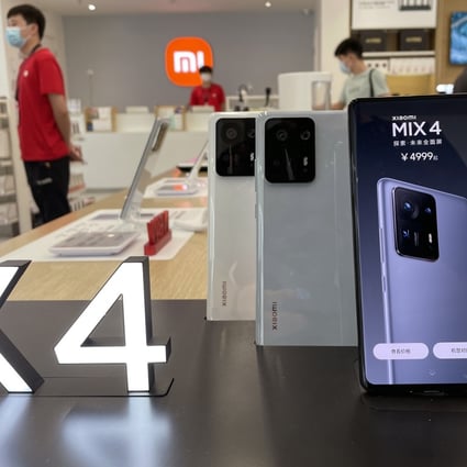 Xiaomi Corp’s MIX 4 5G smartphones are displayed at the company’s store in downtown Beijing on September 8, 2021. The company has denied allegations that users of its smartphones are being censored. Photo: Simon Song
