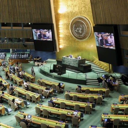 Zhang Jun, China’s permanent representative to the United Nations, addresses the UN General Assembly in New York on October 1. Photo: Xinhua