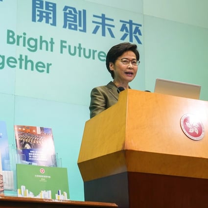 Chief Executive Carrie Lam holds a press briefing after her policy address. Photo: Sam Tsang
