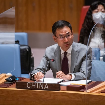 The joint statement was read by Geng Shuang, China’s deputy permanent representative to the UN. Photo: Xinhua