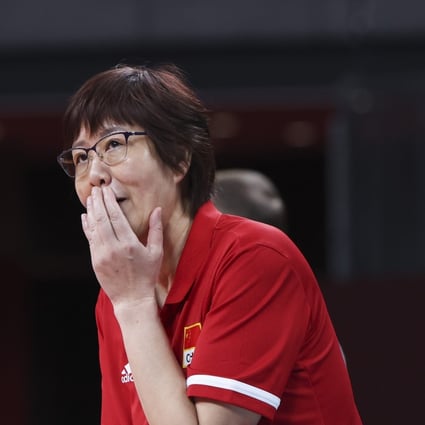 Former Guangdong Evergrande coach Lang Ping watches her China team during the women's volleyball preliminary round match between China and Italy at the Tokyo 2020 Olympic Games. Photo: Xinhua