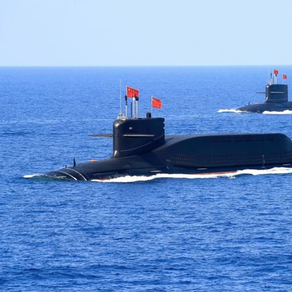 A nuclear-powered Type 094A Jin-class ballistic missile submarine of the PLA Navy takes part in a military display in the South China Sea. Photo: Handout via Reuters