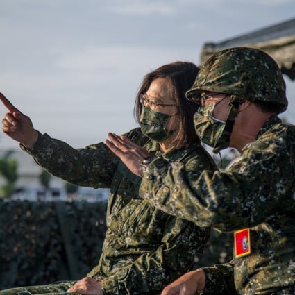 Tsai Ing-wen, pictured at an annual training exercise last month, has seen the number of PLA sorties increase since taking office in 2016. Photo: Handout