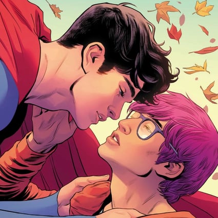 Jon Kent, the new Superman, moves in to kiss reporter Jay Nakamura in the new ‘Superman: Son of Kal-El’ comic book, which has created a stir in Indonesia. Photo: Reuters