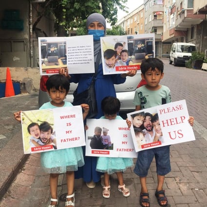 Yidiresi Aishan’s wife and the couple’s three children visited the Moroccan embassy in Turkey in August to petition for his release. Photo: Buzainuer Wubuli