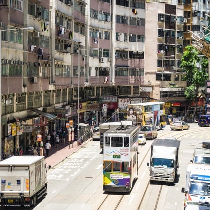 A tram passes along Shau Kei Wan Road in Hong Kong. Photo: Shutterstock