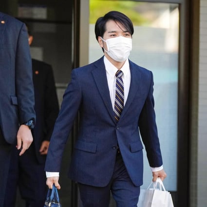 Kei Komuro, fiancé of Japan's Princess Mako, leaves his family home on October 18 to meet her parents. The couple will marry on October 26. Photo: Kyodo
