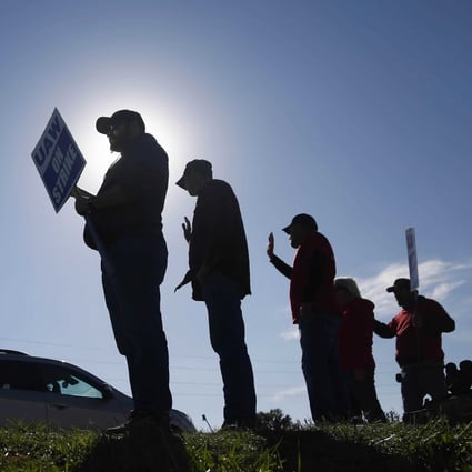 About 10,000 workers have gone on strike against John Deere since Thursday at plants in Iowa, Illinois and Kansas. Photo: AP