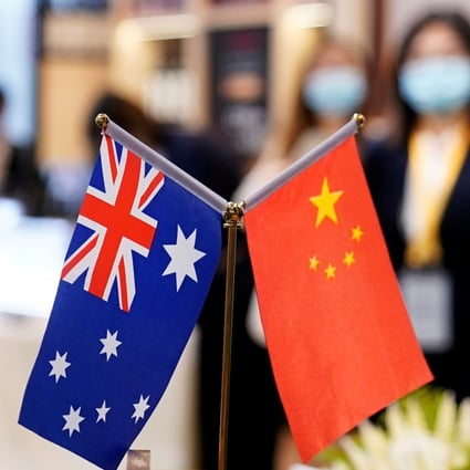 Australian and Chinese flags are seen at the third China International Import Expo in Shanghai last year. Photo: Reuters