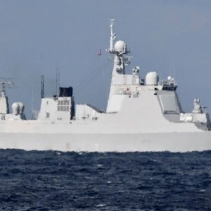 A Chinese Navy Kunming-class destroyer sails near Japan on October 18, 2021. Photo: Japan Self-Defence Forces via Reuters