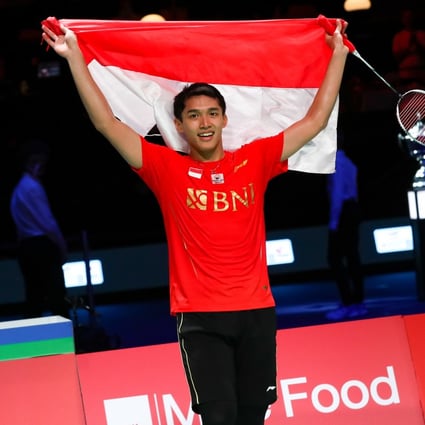Indonesia’s Jonatan Christie celebrates his country winning a 14th Thomas Cup title in Denmark. Photo: Xinhua