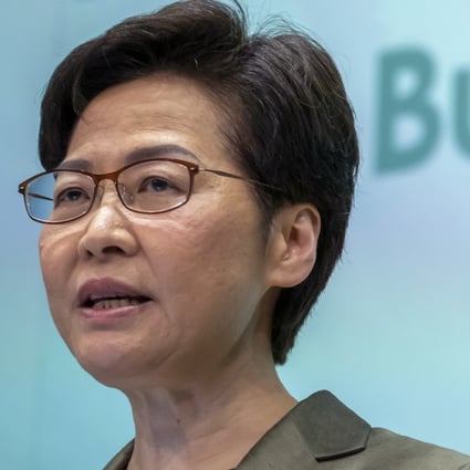 Hong Kong leader Carrie Lam speaks to the press after giving the final policy address of her term earlier this month. Photo: Bloomberg
