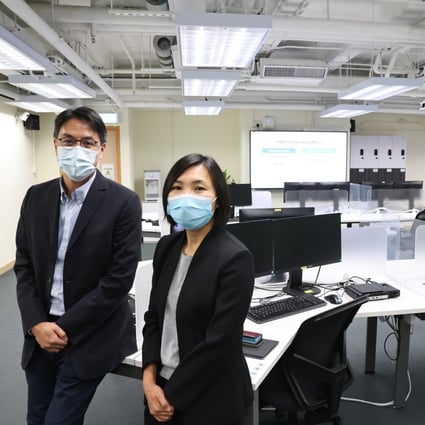 Dr Joanna Pang and Dennis Lee at the Hospital Authority's data lab. Photo: K. Y. Cheng