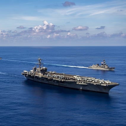 The USS Carl Vinson aircraft carrier is part of a joint naval drill in the South China Sea. Photo: AP