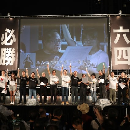 Members of the Hong Kong Alliance in Support of Patriotic Democratic Movements of China attend the group’s last June 4 vigil in 2019. Photo: Sam Tsang