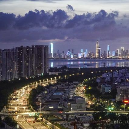 The Beijing-Hong Kong-Macau expressway lights up in the Futian district of Shenzhen, one of 11 cities included in the Greater Bay Area project. Photo: Roy Issa