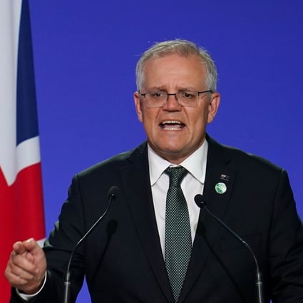 Australia's Prime Minister Scott Morrison speaks at the UN Climate Change Conference (COP26) in Glasgow. He said to reporters he had told France that conventional submarines would not meet Australia’s evolving strategic needs. Photo: Reuters