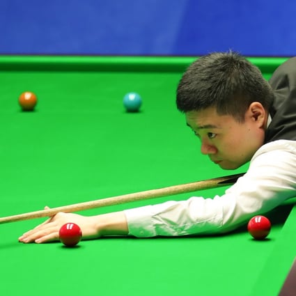 China's Ding Junhui competes during the first round match with England's Stuart Bingham at the 2021 World Snooker Championship in Sheffield in April. Photo: Xinhua
