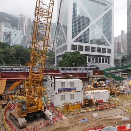 Construction at the old Murray Road multi-storey car park building site in Central. Henderson Land bid HK$23.28 billion for the plot in May 2017. Photo: Roy Issa