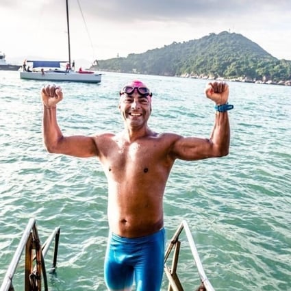 Mayank Vaid swims around Hong Kong Island, again, becoming the first person to do it twice. Photo: Maxime Vanhollebeke