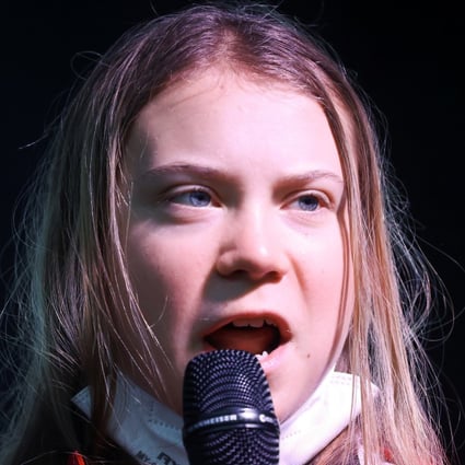 Climate activist Greta Thunberg speaks at a Fridays for Future march in Glasgow on Friday. Photo: Reuters