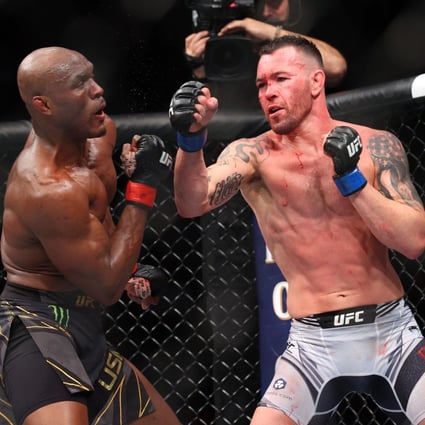 Colby Covington throws a punch against Kamaru Usman during UFC 268 at Madison Square Garden. Photo: Ed Mulholland/USA TODAY Sports
