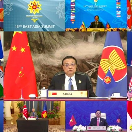 Chinese Premier Li Keqiang addresses an Asean summit hosted by Brunei at the end of October. Photo: EPA